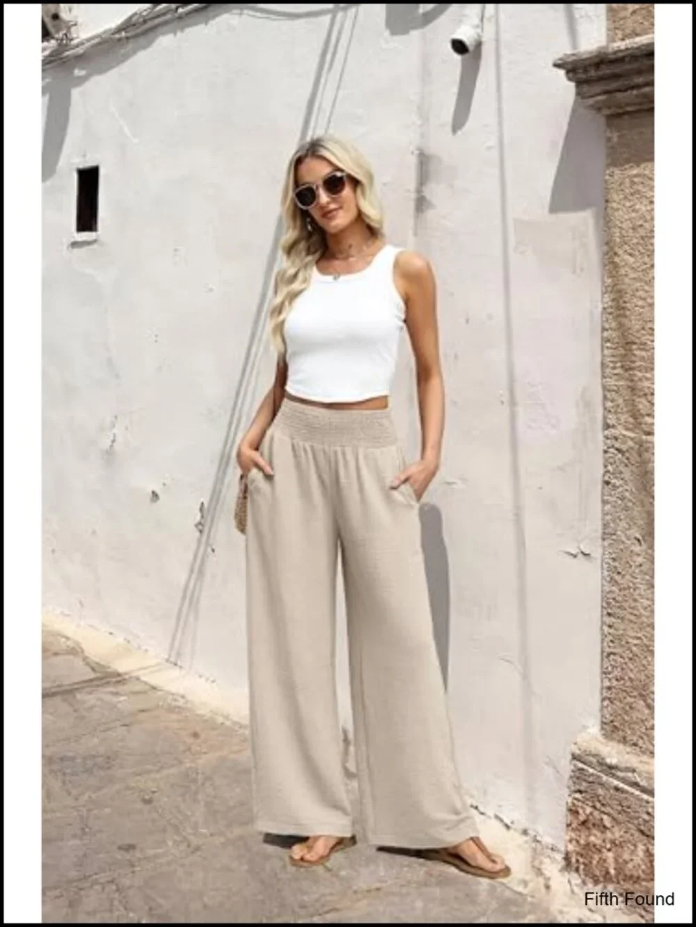 High Waist Wide Leg Trousers with Pockets Casual Lounge Palazzo Pants